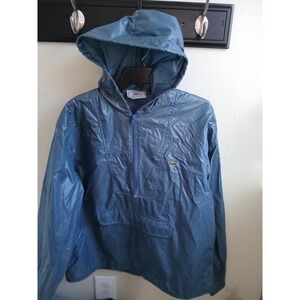 Vintage Izod Lacoste Men's Blue Windbreaker Anorak Jacket Hooded Pullover Size L